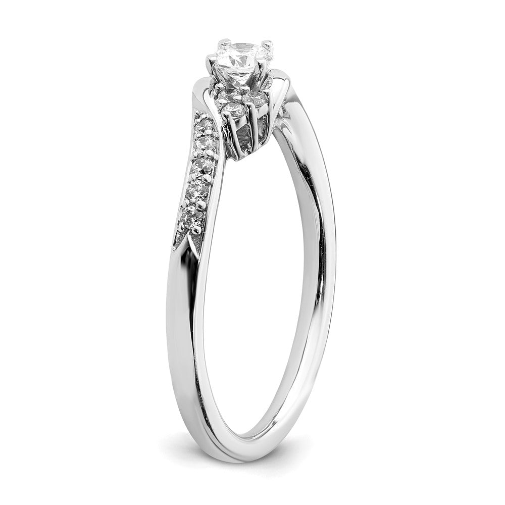 14K Weißgold Verlobungsring mit echten Diamanten