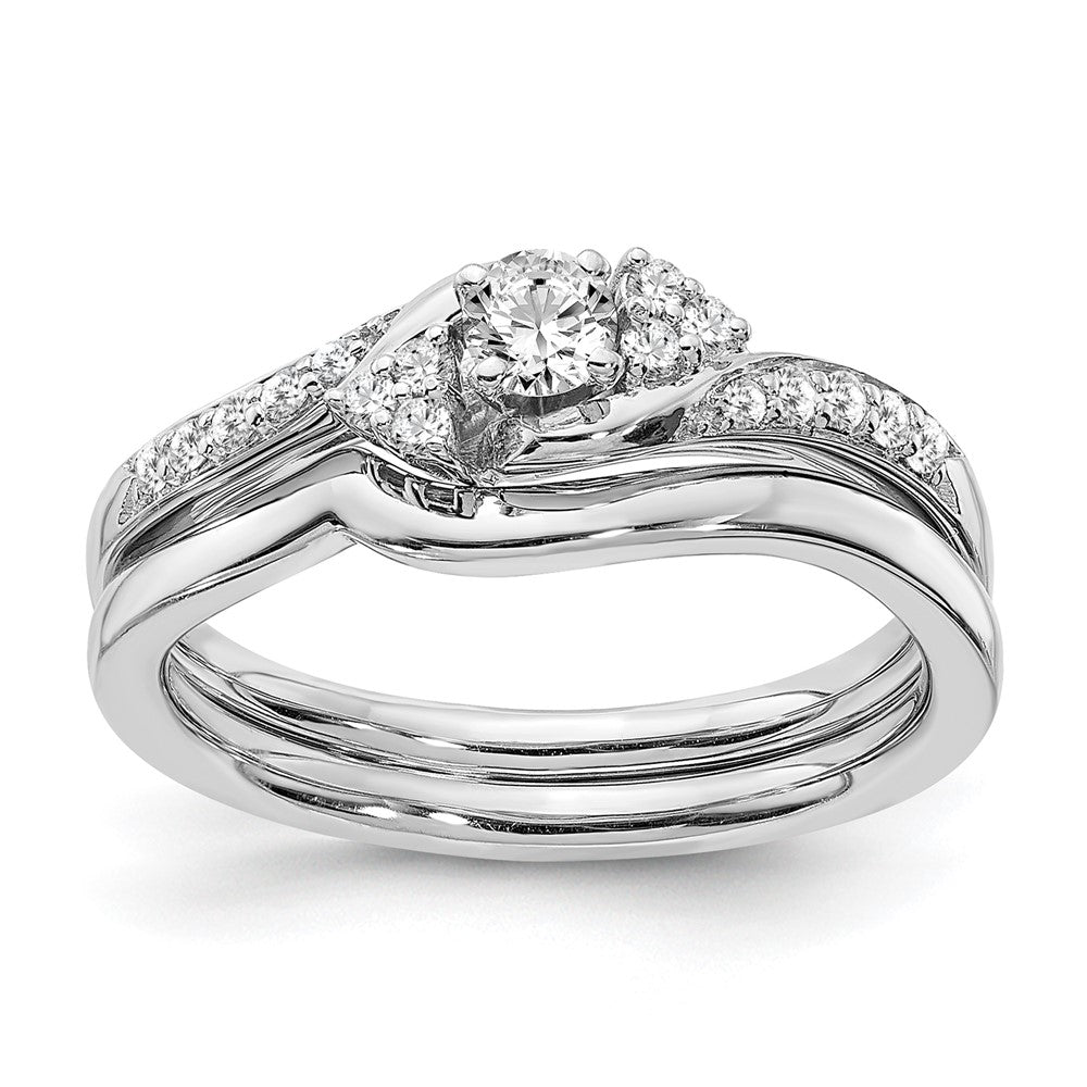 14K Weißgold Verlobungsring mit echten Diamanten