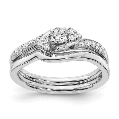 14K Weißgold Verlobungsring mit echten Diamanten