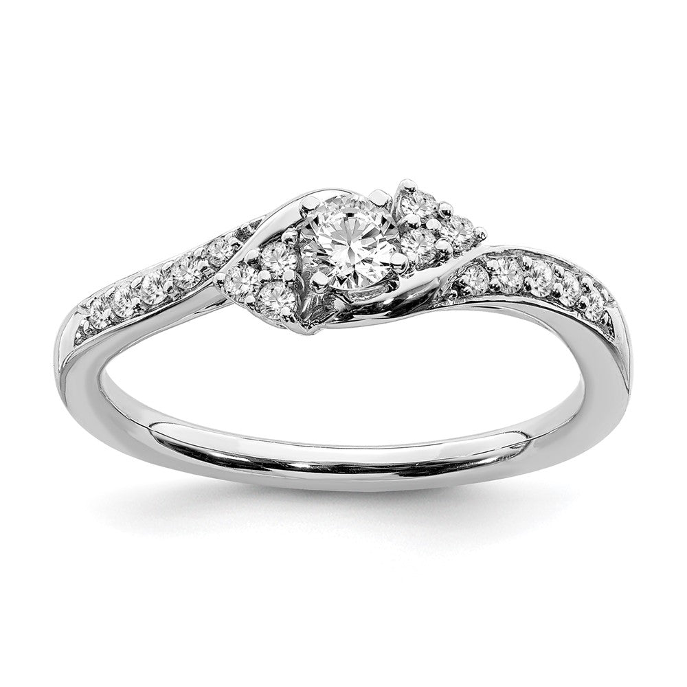 14K Weißgold Verlobungsring mit echten Diamanten