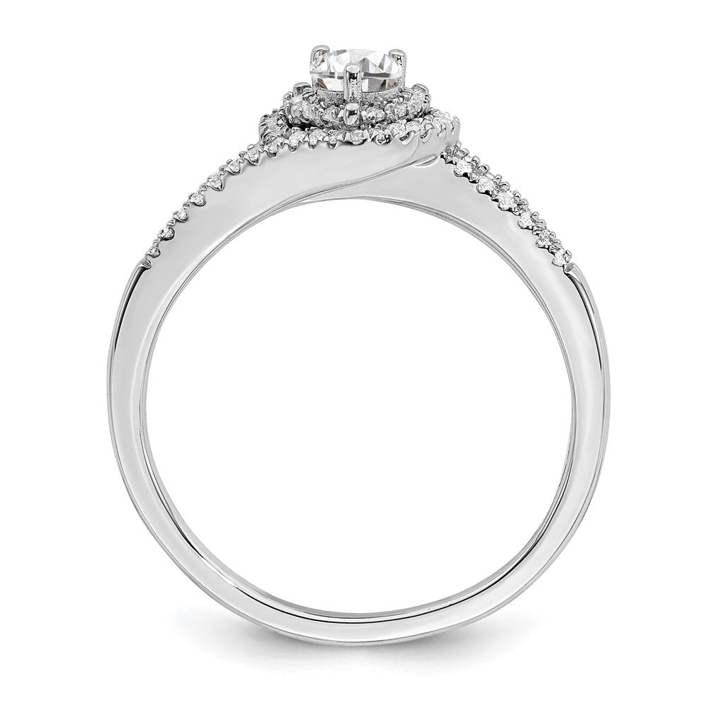 14K Weißgold Verlobungsring mit echten Diamanten