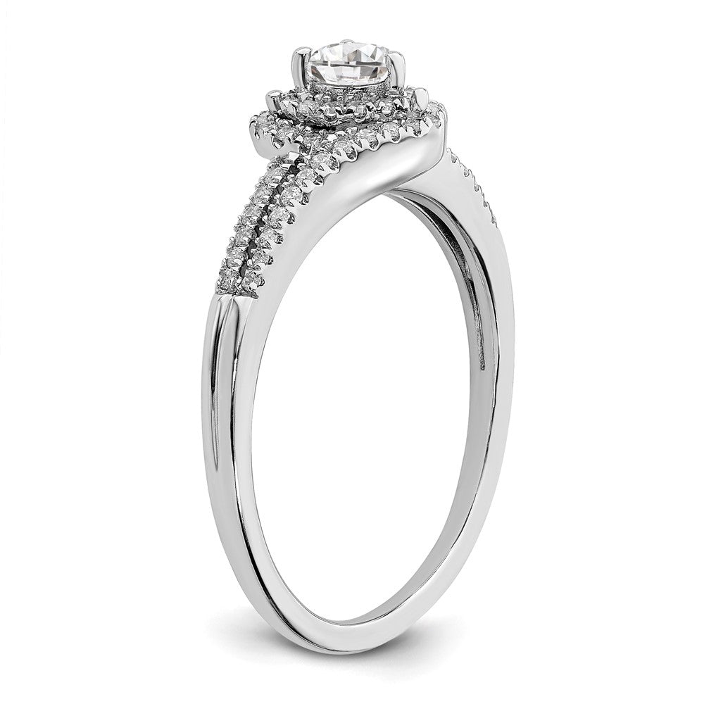 14K Weißgold Verlobungsring mit echten Diamanten
