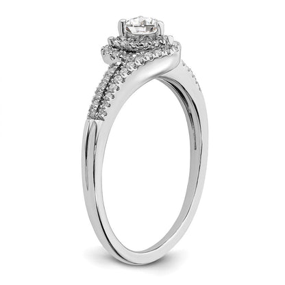 14K Weißgold Verlobungsring mit echten Diamanten