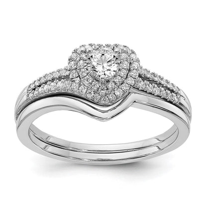 14K Weißgold Verlobungsring mit echten Diamanten