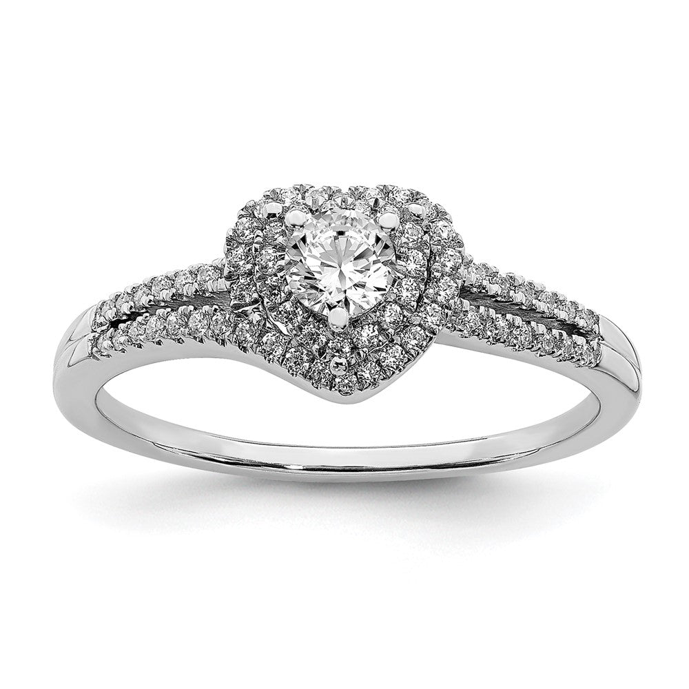 14K Weißgold Verlobungsring mit echten Diamanten