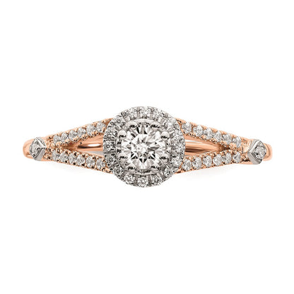 14K Roségold Verlobungsring mit echten Diamanten