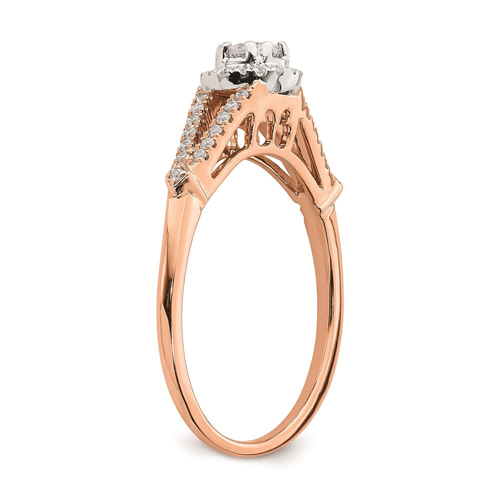 14K Roségold Verlobungsring mit echten Diamanten