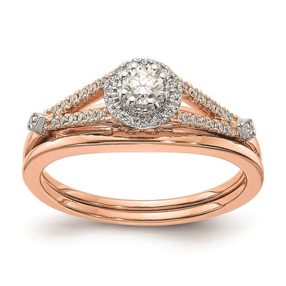 14K Roségold Verlobungsring mit echten Diamanten