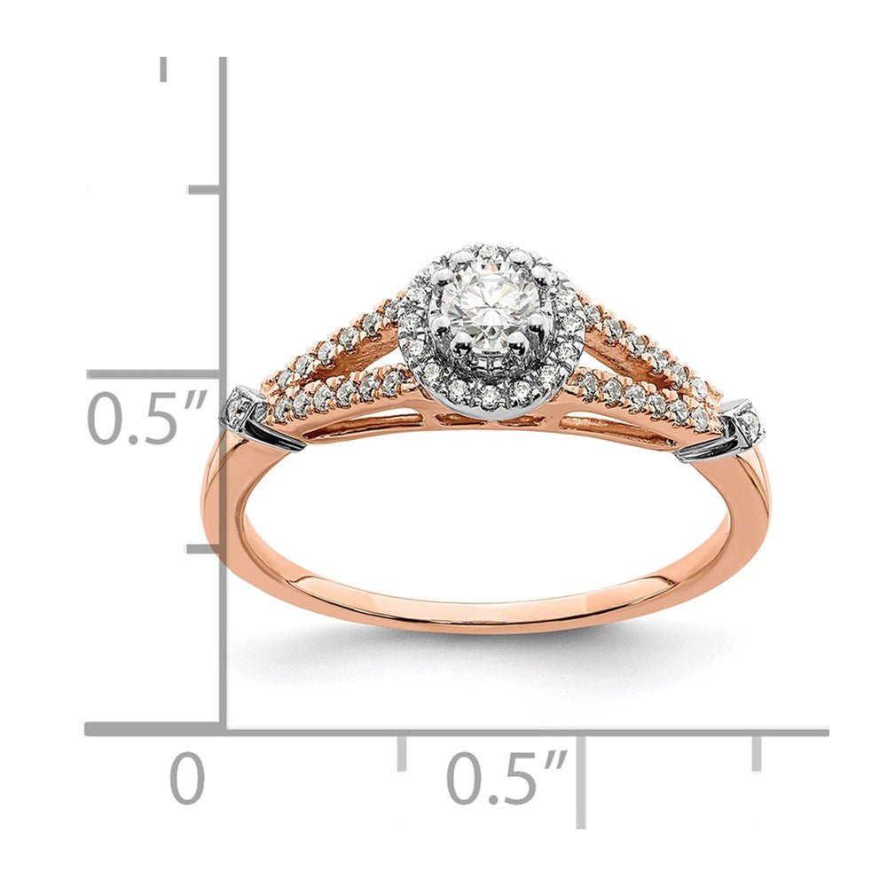 14K Roségold Verlobungsring mit echten Diamanten