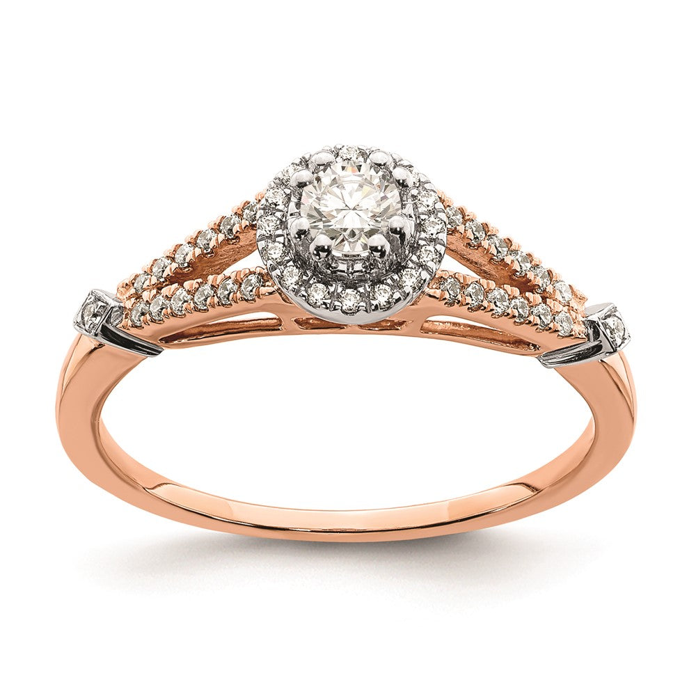 14K Roségold Verlobungsring mit echten Diamanten