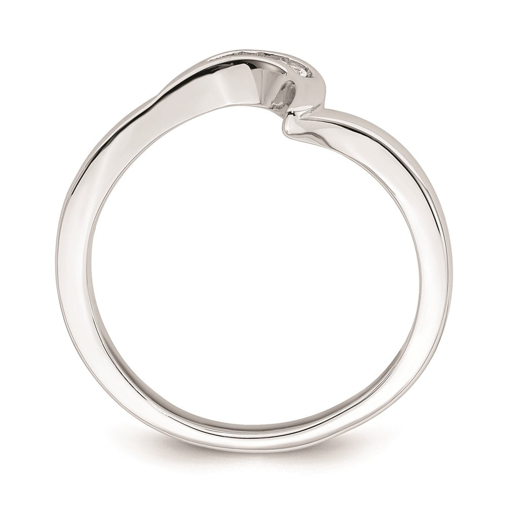 14K Weißgold Ring mit Diamanten, konturiert