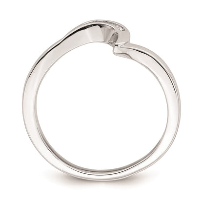 14K Weißgold Ring mit Diamanten, konturiert