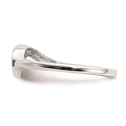 14K Weißgold Ring mit Diamanten, konturiert