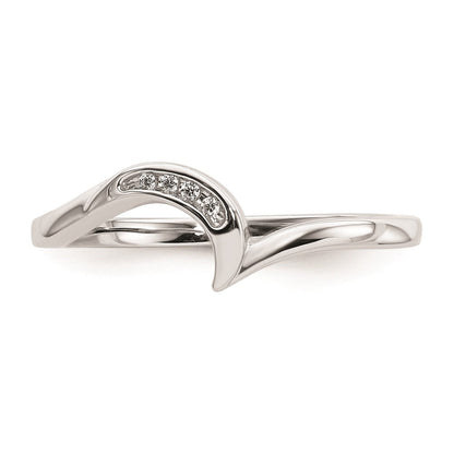 14K Weißgold Ring mit Diamanten, konturiert