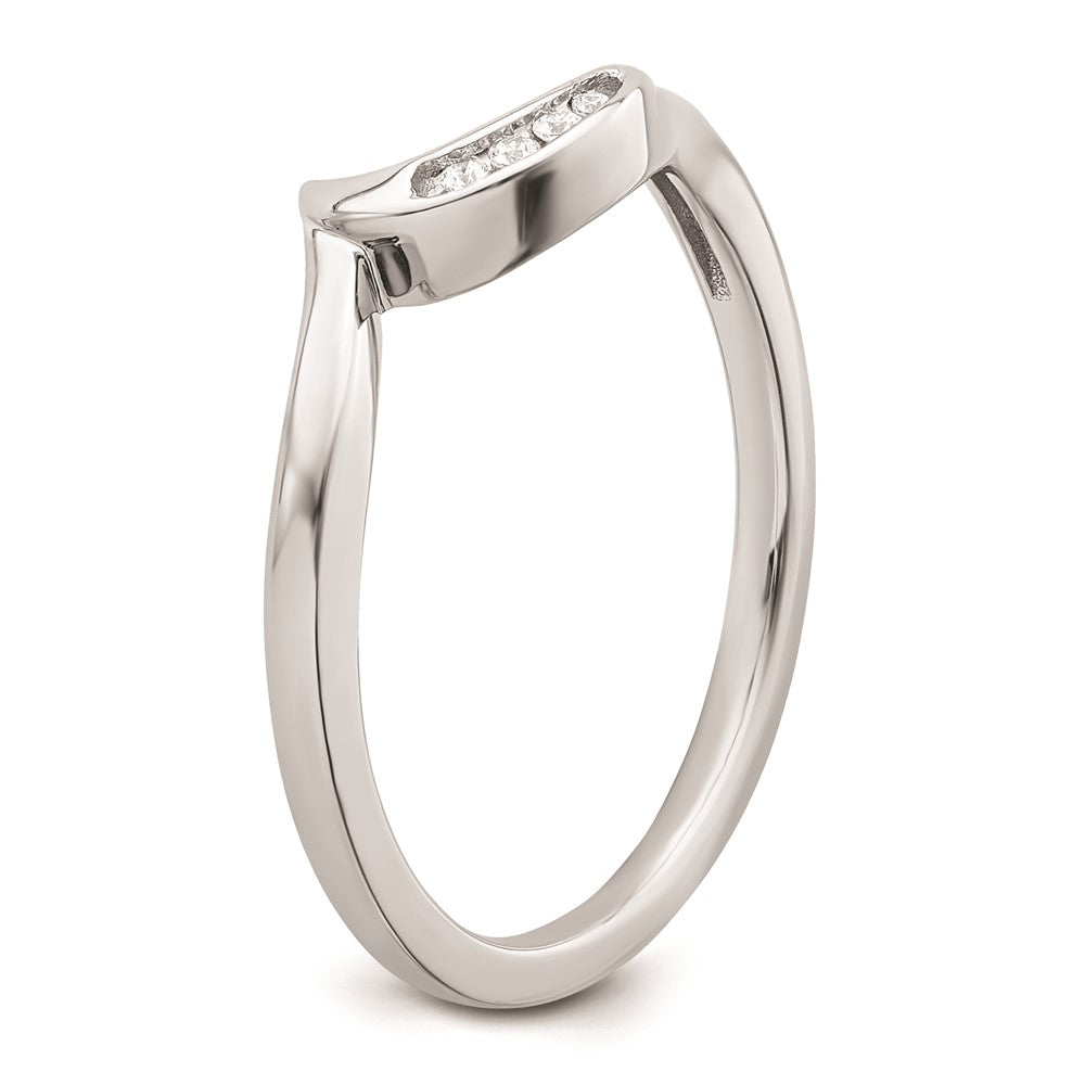 14K Weißgold Ring mit Diamanten, konturiert