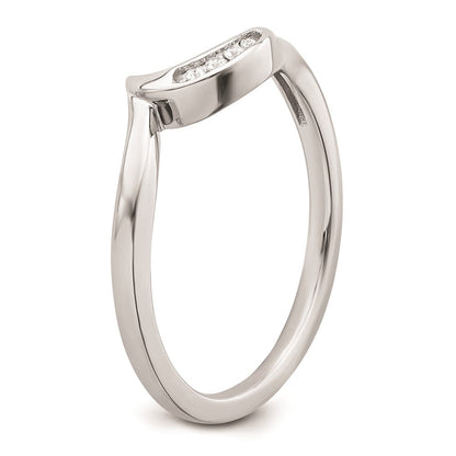 14K Weißgold Ring mit Diamanten, konturiert