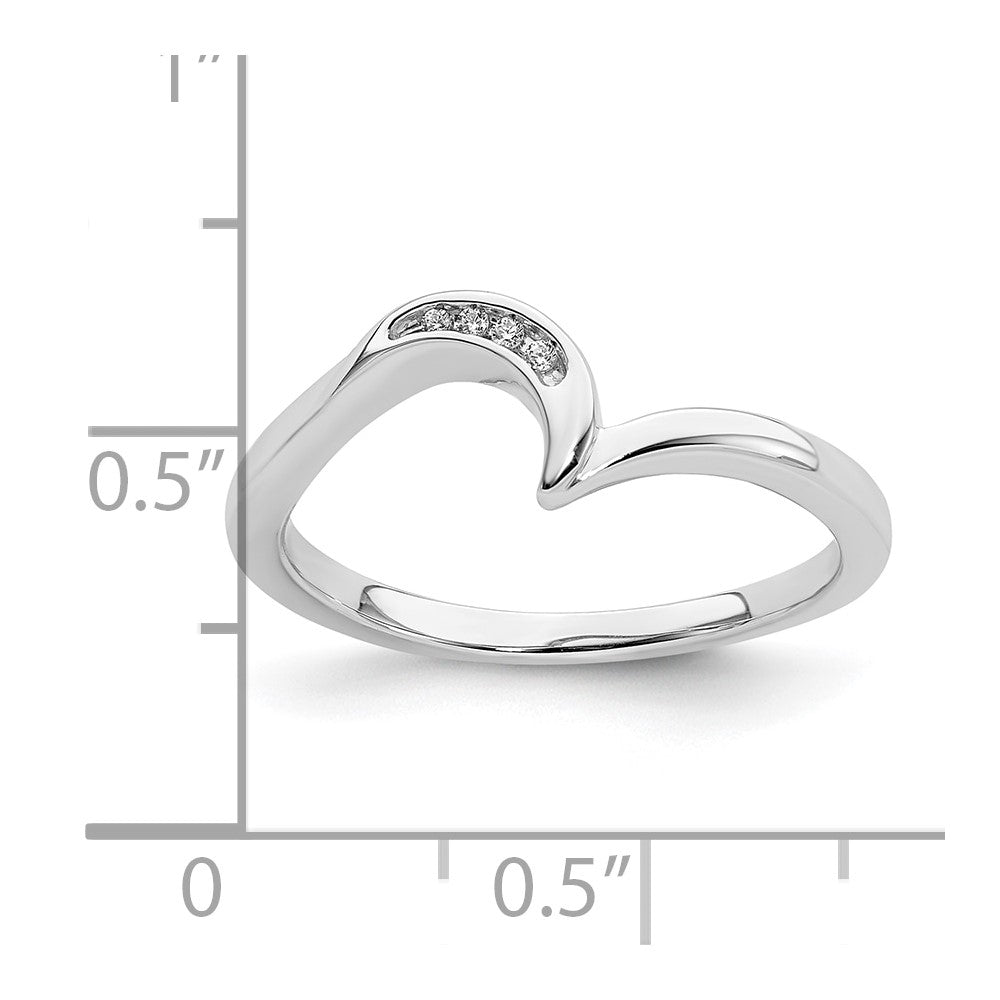 14K Weißgold Ring mit Diamanten, konturiert