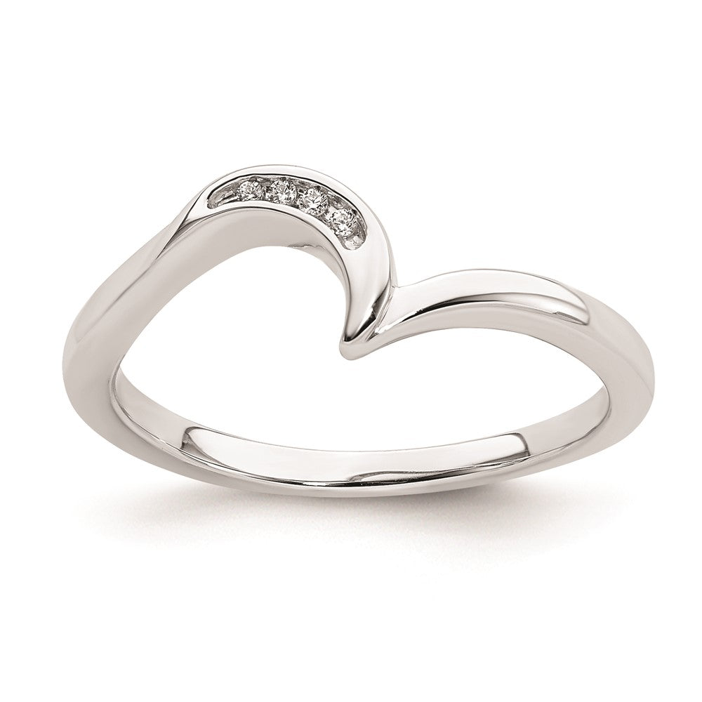 14K Weißgold Ring mit Diamanten, konturiert