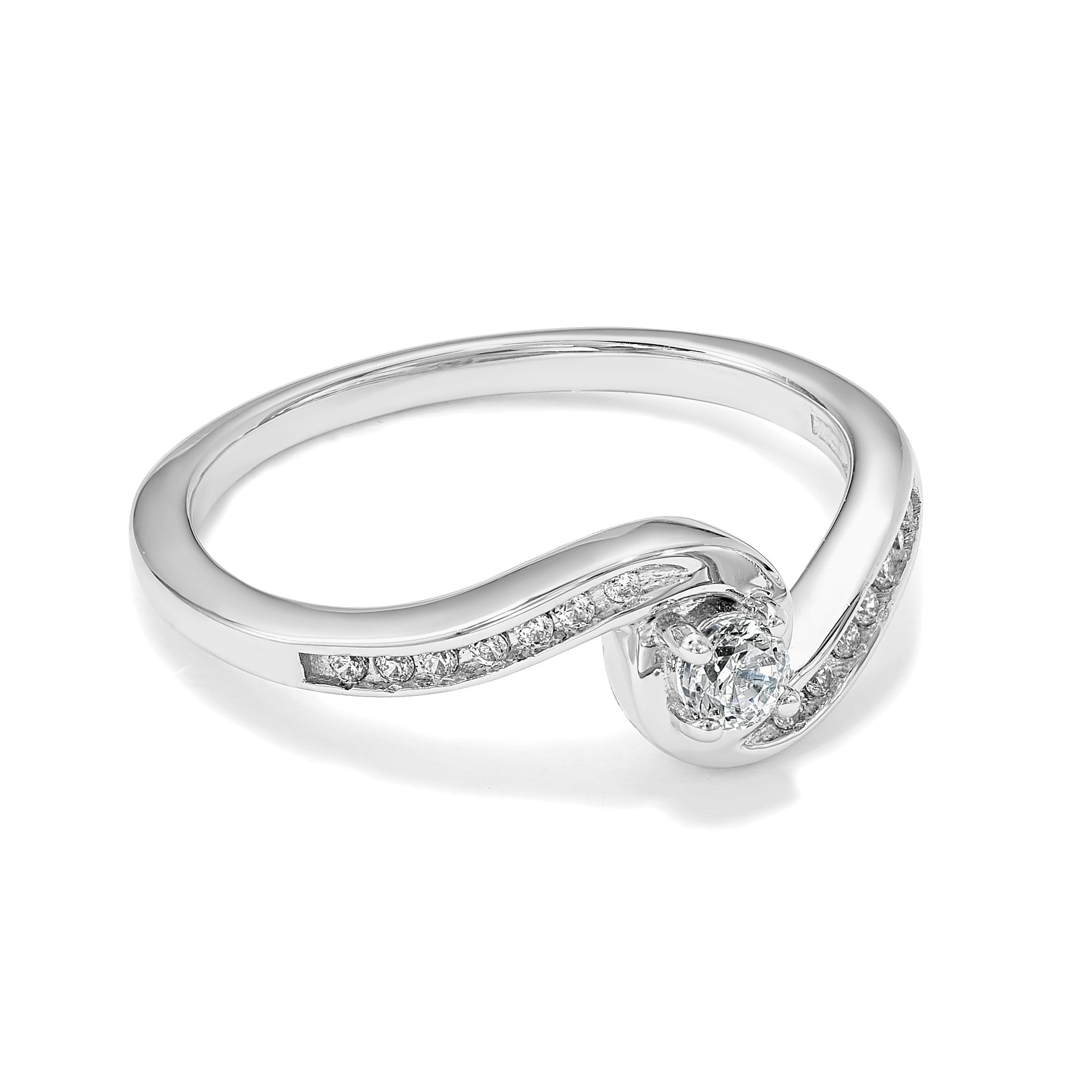 14K Weißgold Verlobungsring mit echten Diamanten