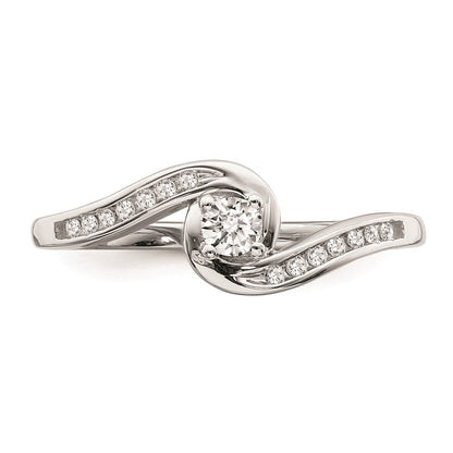 14K Weißgold Verlobungsring mit echten Diamanten