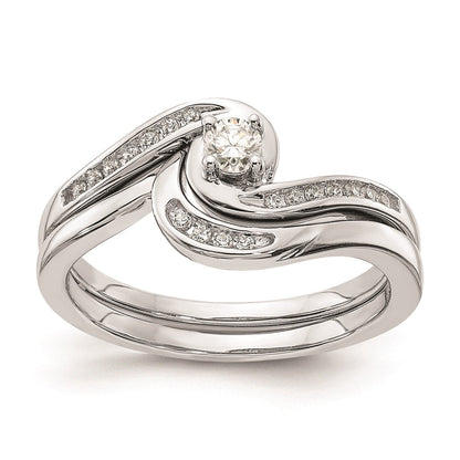 14K Weißgold Verlobungsring mit echten Diamanten