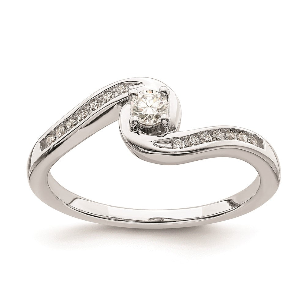 14K Weißgold Verlobungsring mit echten Diamanten