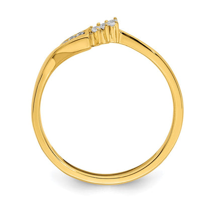 10K Gelbgold konturierter Ring mit echten Diamanten