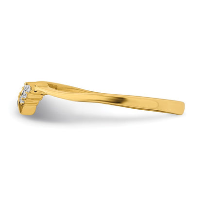 10K Gelbgold konturierter Ring mit echten Diamanten