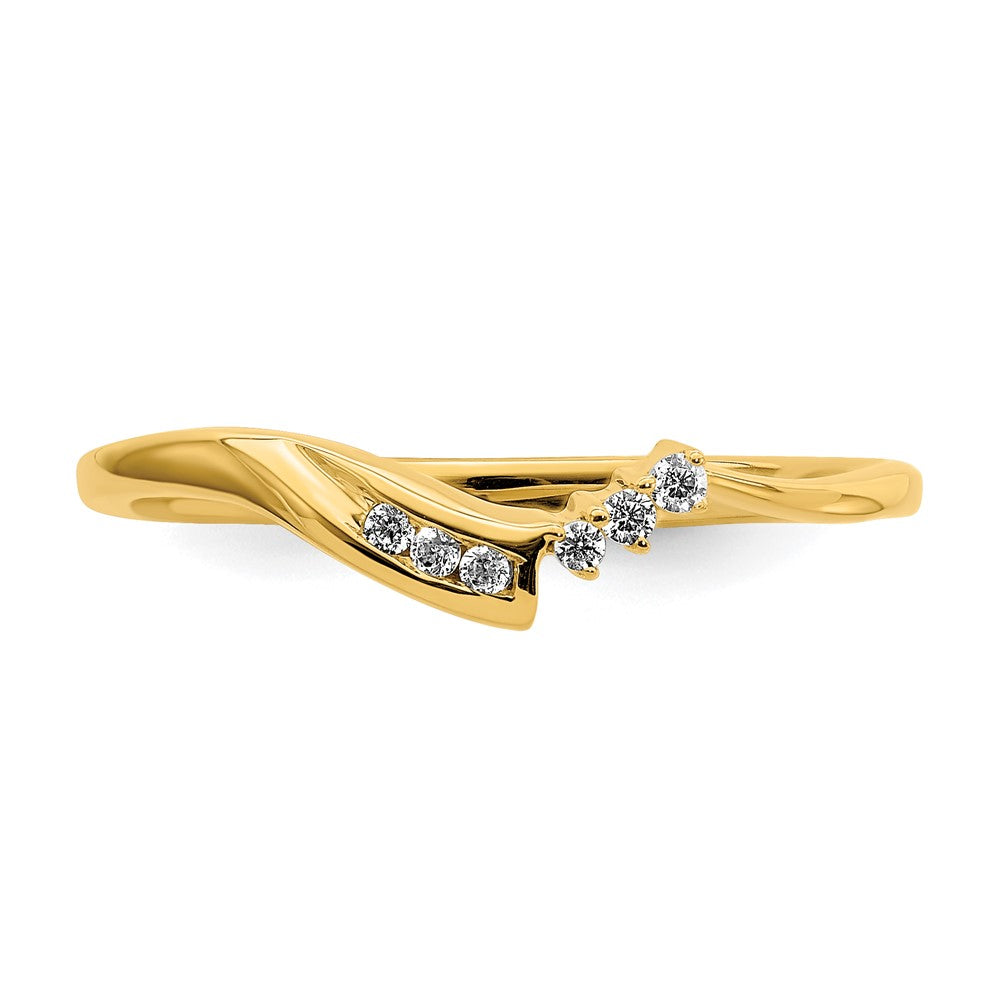 10K Gelbgold konturierter Ring mit echten Diamanten