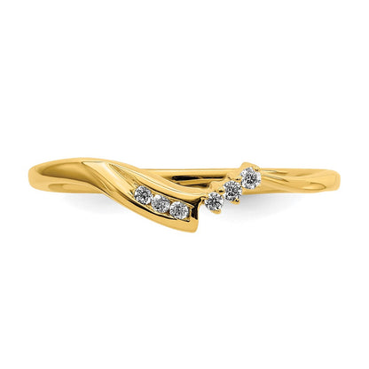 10K Gelbgold konturierter Ring mit echten Diamanten