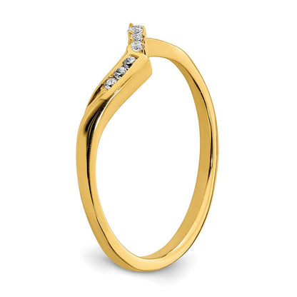 10K Gelbgold konturierter Ring mit echten Diamanten