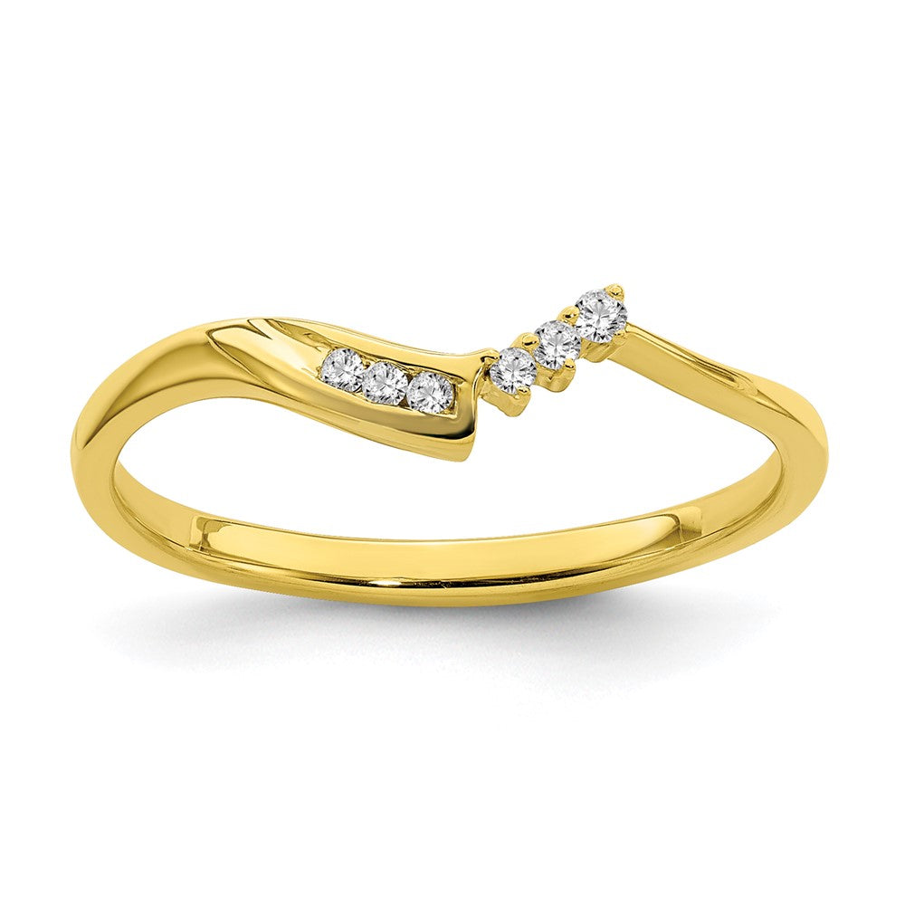 10K Gelbgold konturierter Ring mit echten Diamanten