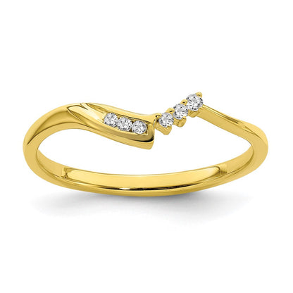 10K Gelbgold konturierter Ring mit echten Diamanten
