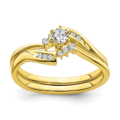 10K Gelbgold Verlobungsring mit echten Diamanten