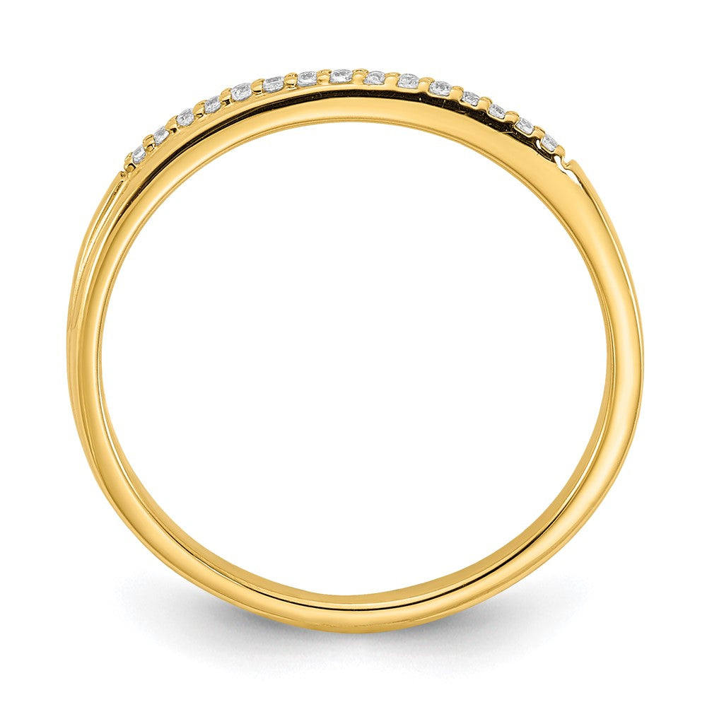 10K Gelbgold konturierter Ring mit echten Diamanten