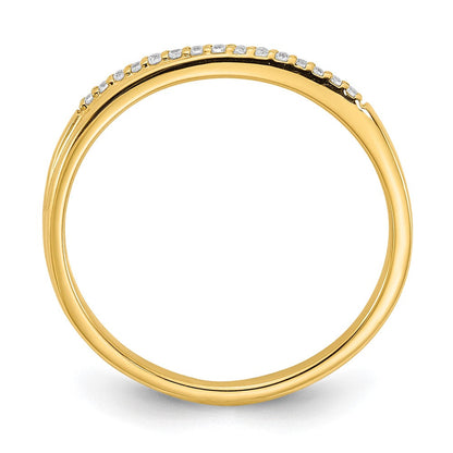 10K Gelbgold konturierter Ring mit echten Diamanten