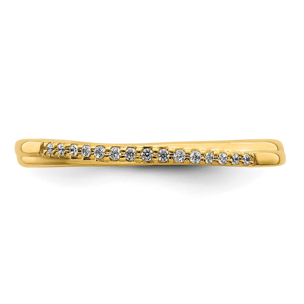 10K Gelbgold konturierter Ring mit echten Diamanten
