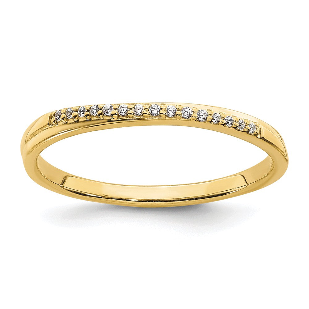 10K Gelbgold konturierter Ring mit echten Diamanten