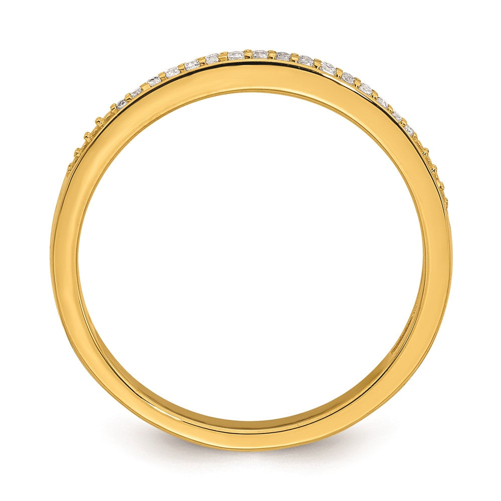10K Gelbgold Ehering mit konturiertem echtem Diamant