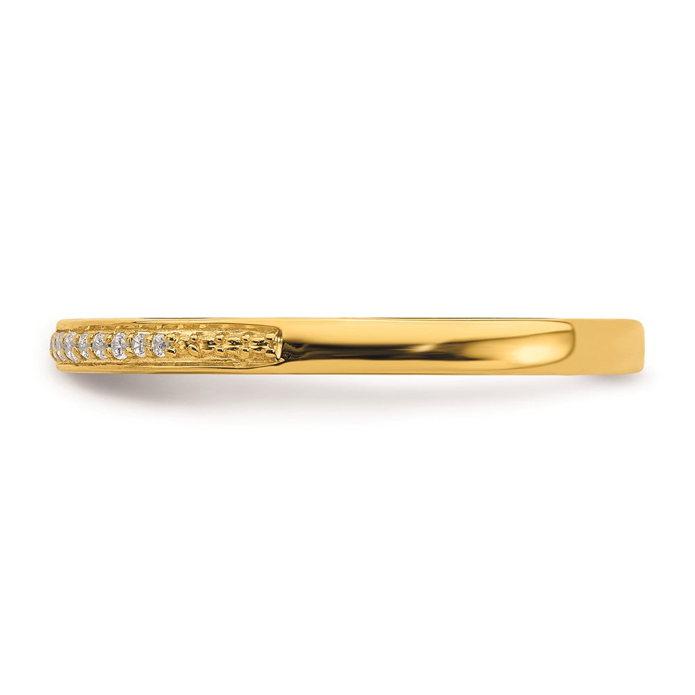 10K Gelbgold Ehering mit konturiertem echtem Diamant
