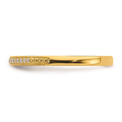 10K Gelbgold Ehering mit konturiertem echtem Diamant