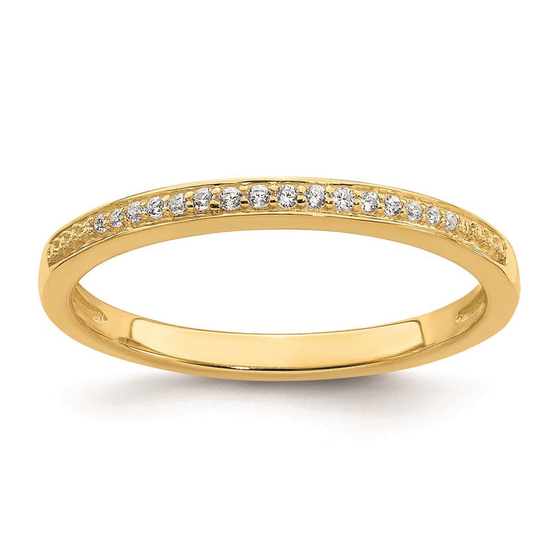 10K Gelbgold Ehering mit konturiertem echtem Diamant