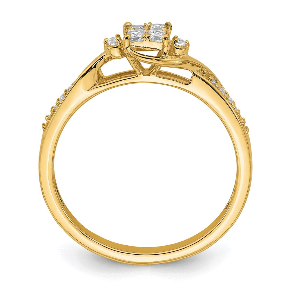 10K Gelbgold Verlobungsring mit 0,17 ct. laborgezüchteten Diamanten VS/SI+ G+ im Cluster-Design
