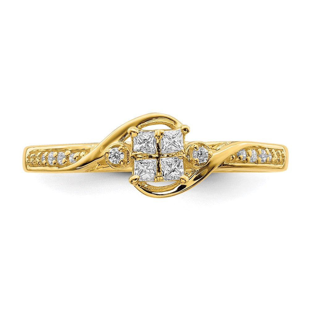 10K Gelbgold Verlobungsring mit 0,17 ct. laborgezüchteten Diamanten VS/SI+ G+ im Cluster-Design