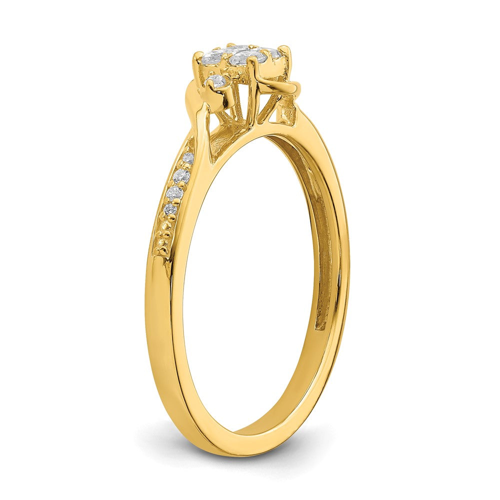 10K Gelbgold Verlobungsring mit 0,17 ct. laborgezüchteten Diamanten VS/SI+ G+ im Cluster-Design