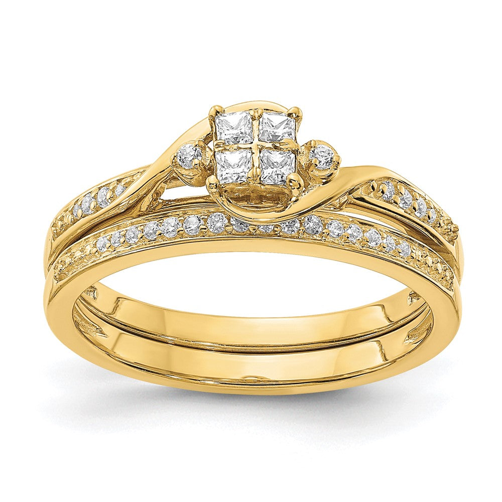 10K Gelbgold Verlobungsring mit 0,17 ct. laborgezüchteten Diamanten VS/SI+ G+ im Cluster-Design