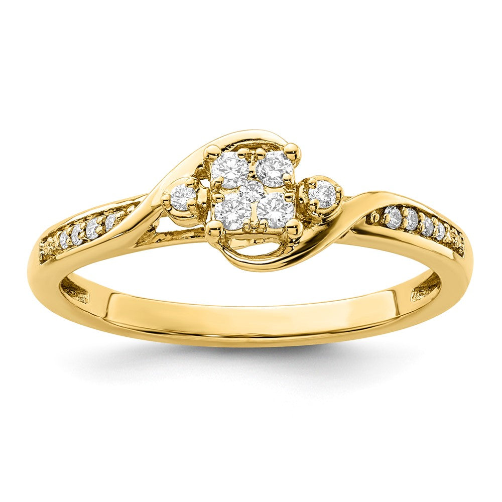 10K Gelbgold Verlobungsring mit 0,17 ct. laborgezüchteten Diamanten VS/SI+ G+ im Cluster-Design