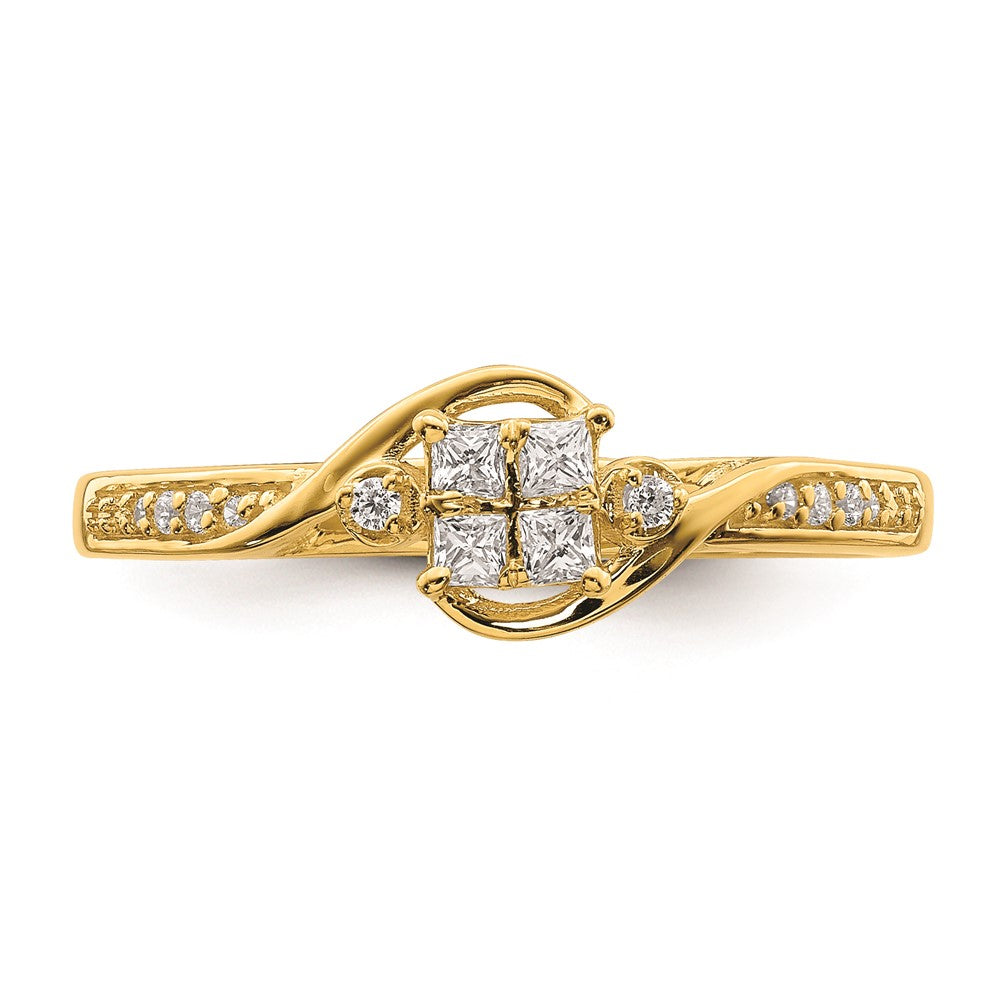 Verlobungsring aus 10K Gelbgold mit echten Diamanten