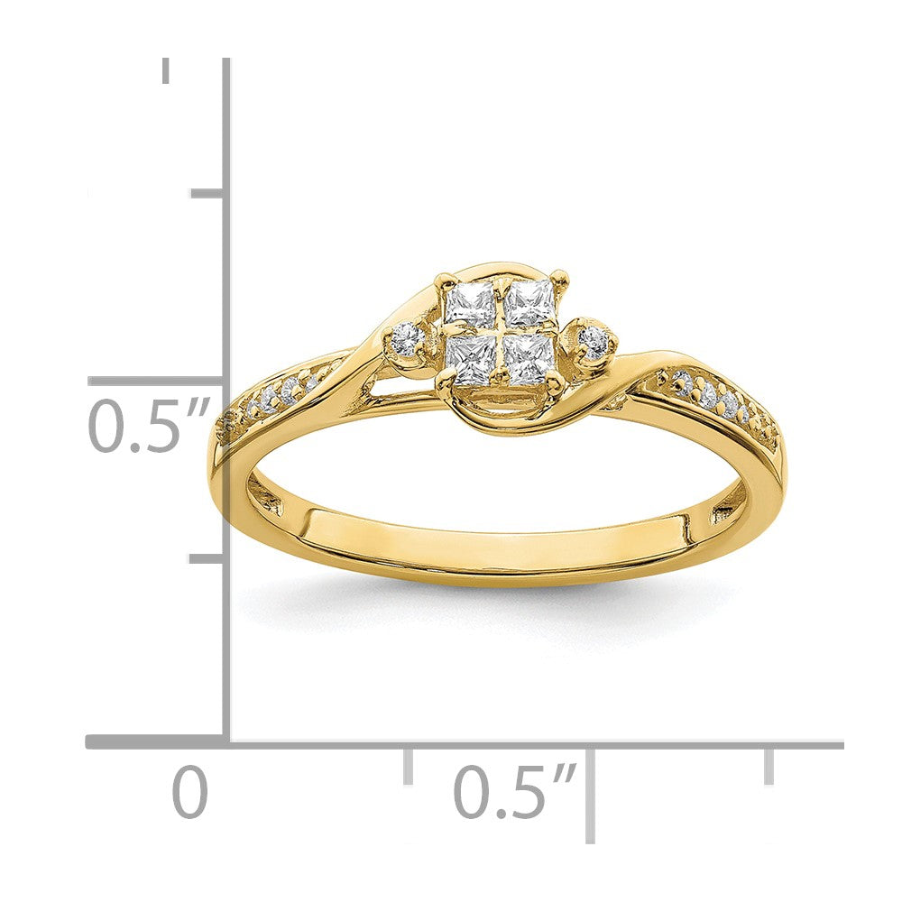 Verlobungsring aus 10K Gelbgold mit echten Diamanten