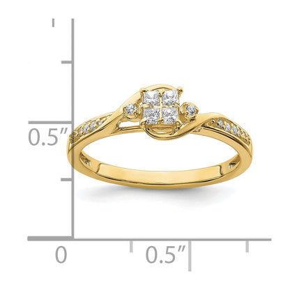 Verlobungsring aus 10K Gelbgold mit echten Diamanten
